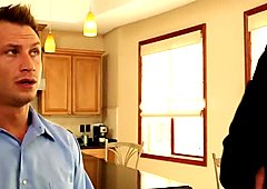 Buxom real estate agent Brandi Love gives her client a sloppy blowjob