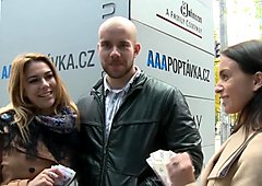 Amazing Busty Teen and Her BF Gets Money for Public SEX