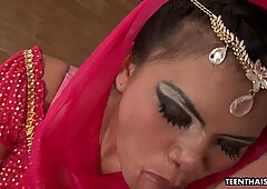 Sativa sucking a cock and riding the dude with her