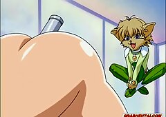 Tawanan anime dengan dada besar pantat menjilat dan kacau