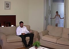 Sexy blonde enjoys old big cock