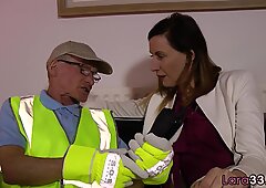 Alluring milf riding seniors cock in stockings