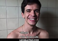 Amateur Latin twink secret bathroom uncut cock blowjob-LECHELATINO.COM