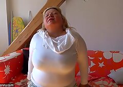 Oldnanny Old Tučné bukľaté Dámy hrá s jej Pička