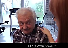 Sex lover grandpa Gustavo fucking young pussy in porn casting