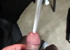 big needle knitting in cock fucking machine POV