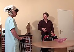 French mom seduces young guy with her ass