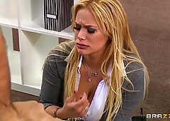 A slutty scene in the office with remarkable whore Keiran Lee