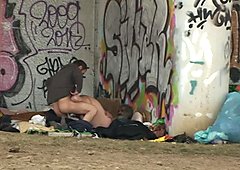 Homeless Threesome Having Sex on Public