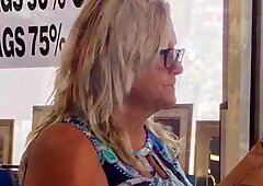 BBW Blonde Granny Upskirt Plump Ass