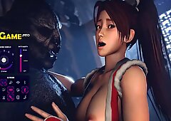 Threesome 3D Monster with 2 Japanese teen schoolgirls