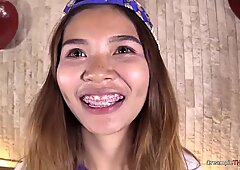 Asian University with braces Girl Creampied